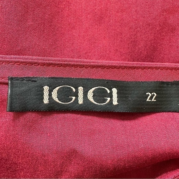 Igigi Aurelia Blouse Plus Size 22 Red Ruffled Neck Turn-Up Cuffs Button Up NWT - Picture 3 of 14